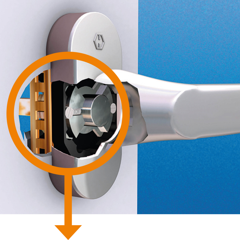 Präzisions-Klickgeräusch Fenstergriff mit integriertem Mechanismus und typischen Präzisions-Klickgeräusch